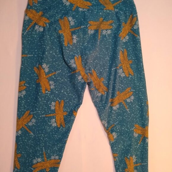 LuLaRoe OS leggings turquoise/gold - Picture 4 of 4